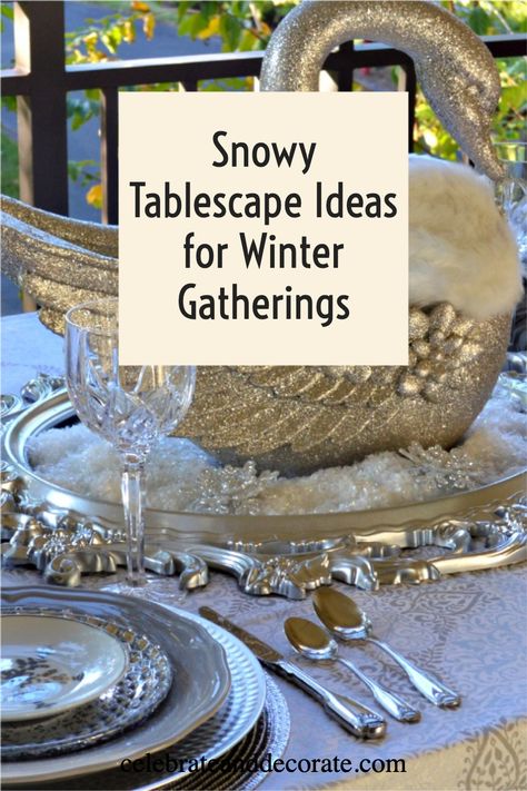 Snowy Tablescape Ideas for Winter Gatherings Winter White Tablescape, Winter Tablescape Ideas, Winter Tablescapes After Christmas, January Tablescapes, Winter Wonderland Table Setting, Lime Centerpiece, Soup Potluck, Winter Table Settings, Winter Wonderland Tablescape