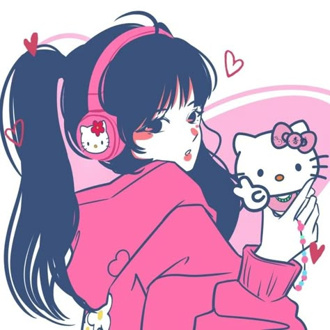 Friends Pictures Cartoon, Cute Anime Profile, Friends Pictures, Hello Kitty Aesthetic, Animation Art Sketches, Hello Kitty Art, Cartoon Profile Pictures, Cartoon Girl Drawing, Cute Anime Profile Pictures