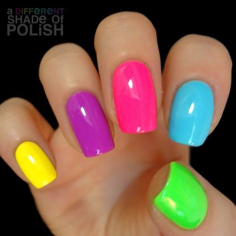 colors Unghie Sfumate, Colorful Nail, Bright Nails, Summer Acrylic Nails, Rainbow Nails, Neon Nails, Dipped Nails, Fancy Nails, Best Acrylic Nails