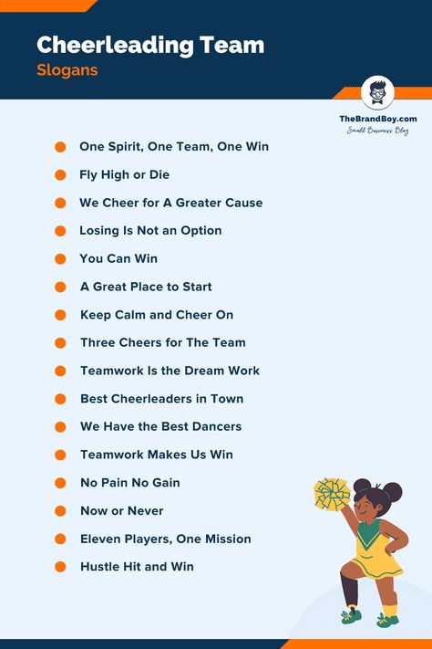 Short Cheer Quotes, Cheer Team Names Ideas, Quotes For Cheerleaders, Cheer Slogans, Cheer Words For Cheers, Team Mottos, Competitive Cheer Words, Competition Cheer Words, Cheerleading Quotes Motivational Short