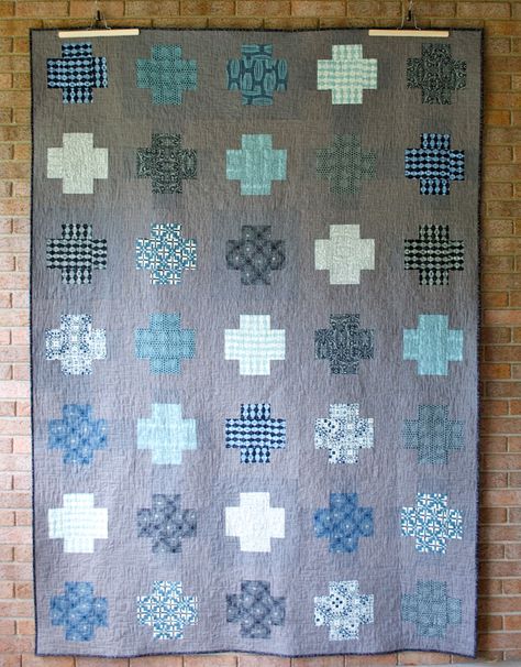 Quilts With Gray Background, Sewing Portfolio, Grey Quilts, Accuquilt Quilts, Cross Quilts, 2023 Crafts, Quilt Big, Finished Quilts, Plus Quilt