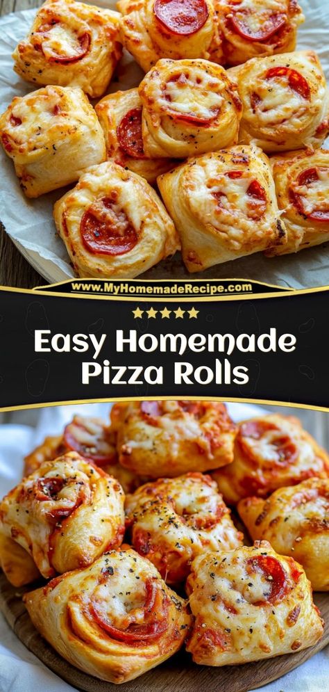 These Homemade Pizza Rolls are a quick, crispy treat filled with cheese, pepperoni, and your favorite pizza sauce. Ingredients: 1 package egg roll wrappers 1/2 cup pizza sauce 1/2 cup shredded mozzarella cheese 1/4 cup pepperoni slices, chopped A crispy, cheesy appetizer that’s perfect for sharing Pizza Egg Rolls, Homemade Pizza Recipe Easy, Pepperoni Pizza Rolls, Homemade Pizza Rolls, Pizza Roll Recipe, Cheesy Appetizer, Easy Homemade Pizza, Classic Pizza, Egg Roll Wrappers