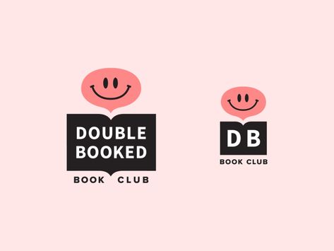 Double Booked Logo by Anna Key on Dribbble Book Logo Design Ideas, Book Club Logo, Book Logo Design, Book Publishing Logo, Library Logo, Read It And Weep, Summer Book Club, Hipster Logo, Book Logo