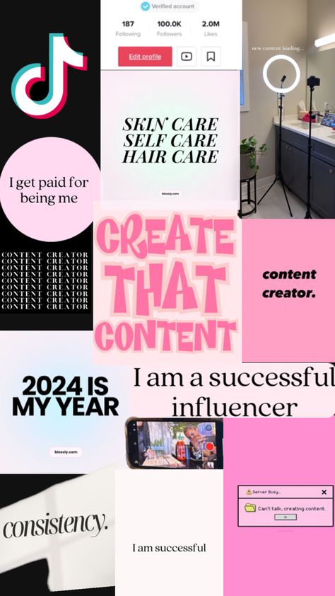 TikTok content creator, live creator, motivational vision board x Tiktok Vision Board, Vision Board Tiktok, Motivational Vision Board, Tiktok Content Creator, Tiktok Content, Manifestation Board, Digital Content, Content Creator, Law Of Attraction