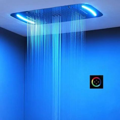 https://www.junoshowers.com/shower-heads/waterfall-shower-heads.html Juno 64 Different Colors LED Shower Head Fixed Support With Touch Screen Mixer Control Bathroom Shower Fixtures, Dark Modern Bathroom, Best Rain Shower Head, Copper Casting, Color Bathroom, Bathroom Marble, Led Shower Head, Modern Bathroom Accessories, Bathroom Shower Heads