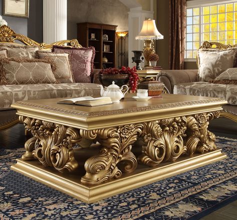 Cnc Furniture Plans, Golden Furniture, Traditional Coffee Table, Living Room Upholstery, Set Meja Makan, Gold Living, Cnc Furniture, Royal Furniture, Tuscan Design