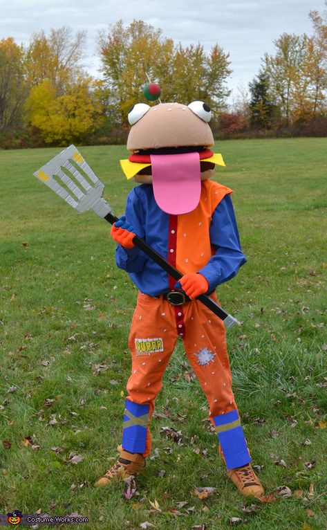 Fortnite Halloween Costume, Homemade Costumes For Boys, Fortnite Halloween, Burger Costume, Slappy The Dummy, Costumes For Boys, Old Halloween Costumes, Halloween Costumes Kids Boys, Homemade Costume