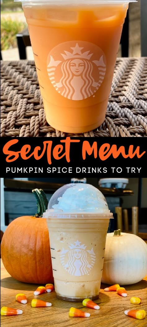 Starbucks Drinks Recipes Secret Menu Pumpkin Spice, Fall Secret Starbucks Drinks, Starbucks Pumpkin Secret Drinks, Pumpkin Spice Secret Menu Starbucks, Starbucks Pumpkin Drinks Recipes, Cheap Pumpkin Starbucks Drinks, Starbucks Pumpkin Drink Order, Pumpkin Drink Starbucks, Fall Starbucks Drinks No Pumpkin