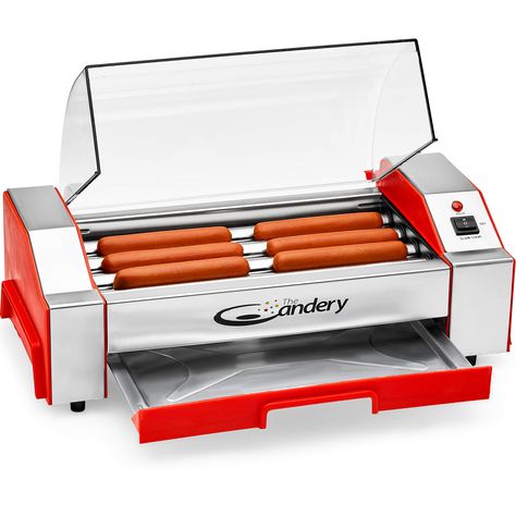 PRICES MAY VARY. GRILL LIKE A PRO ANYWHERE: Designed to make the perfect hot dog every time; the 6 Hot Dog Roller from The Candery boasts a commercial-grade stainless steel grill, 4 non-stick rollers with 6 sausage capacity, easy temperature control, and removable drip pan that lets you make great tasting hot dogs, kielbasa, sausages, egg rolls and more with a at-home hot dog machine. SAFE AND EASY TO COOK & KEEP WARM : Grill hot the way you like it with easy high and low dual-temperature heat c Hot Dog Machine, Hot Dog Rollers, Hot Dog Roller, Mini Hot Dogs, Grill Machine, Outdoor Cooker, Stainless Steel Grill, Electric Grill, Best Commercials