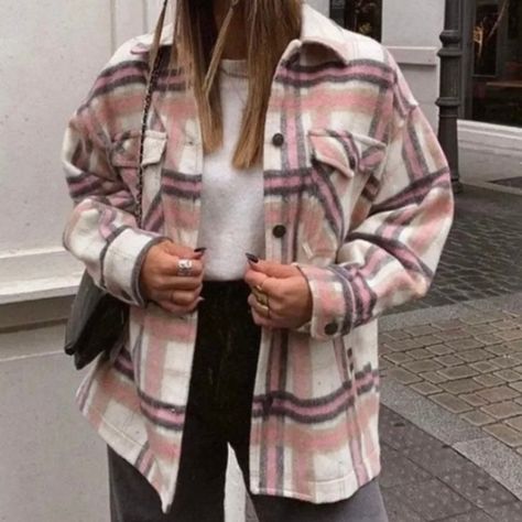 ZARA Pink Plaid Wool Blend Shacket Pink Plaid Shacket Outfit, Pink Shacket Outfit, Pink Flannel Outfit, Zara Jackets Women, Pink Plaid Jacket, Plaid Jacket Outfit, Plaid Blazer Outfit, Shacket Outfit, Green Denim Jacket