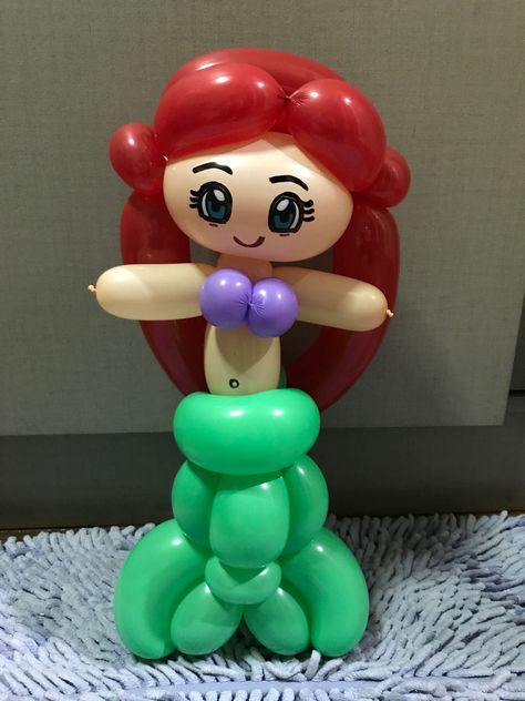 Simple sculpting for Birthday Party! Balloon Mermaid, Ballon Art, Balloon Face, Ariel Birthday Party, Princess Balloons, Candy Cups, Mermaid Birthday Decorations, Ariel Birthday, Candy Cup