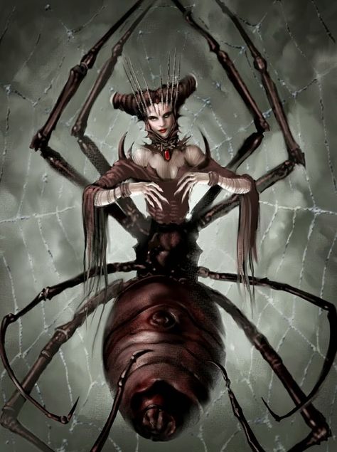 Written and copyrighted by Týra Alrune SahsnotasvriuntNareau the Creator – whose name means “Spider Lord” – is an Oceanic high god of the Gilbert Islands. Before time was, Nareau’s full name … Evvi Art, Creature Fantasy, Spider Queen, Fantasy Role Playing, Spider Art, Forgotten Realms, Dark Elf, Fantasy Monster, Mythological Creatures