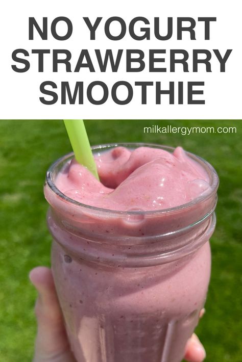 strawberries and cream smoothie without yogurt dairy free Strawberry Smoothie Recipe Without Yogurt, Smoothie Recipe Without Milk, Lactose Free Smoothies, Strawberry Smoothie Without Yogurt, Homemade Fruit Smoothies, Protein Fruit Smoothie, Sugar Free Smoothies, Milk Allergy Mom, Smoothie Without Yogurt