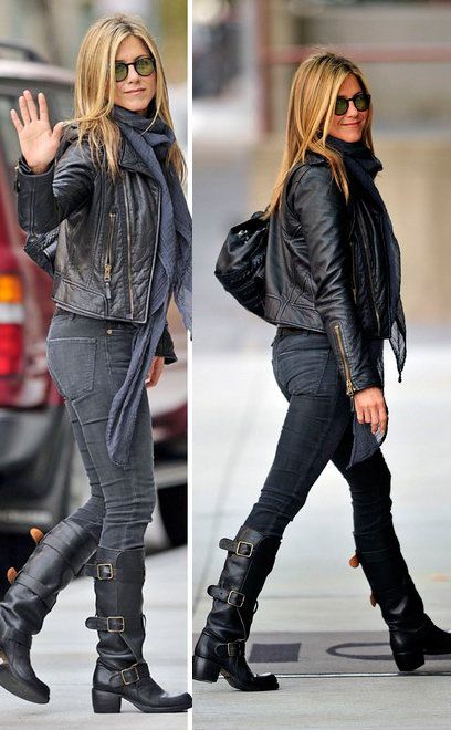 Jennifer Aniston Fashion, Jennifer Anniston Style, Jenifer Aniston, Jennifer Aniston Style, Justin Theroux, Jen Aniston, Look Formal, Leather Jacket Outfits, Jennifer Aniston