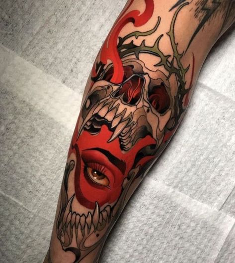 Neo Traditional Skeleton, Neo Trad Skull, Neotraditional Skull Tattoo, Neotrad Skull, Neo Traditional Skull Tattoo, Neo Traditional Flash, Neo Trad Tattoo Design, Neo Traditional Sleeve, Neo Traditional Skull