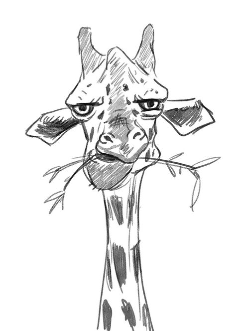 Girafe Drawings, Giraffe Face Drawing, Giraffe Line Drawing, Giraffe Drawings, Funny Giraffe Drawing, Giraffe Character Design, Animated Giraffe, Drawing Giraffe, Giraffe Sketch