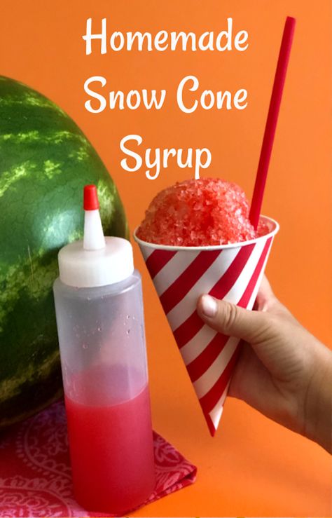 Homemade Snow Cone Syrup with Kool-Aid - Handmade Happy Hour Homemade Snowcone Syrup, Koolaid Snow Cone Syrup Recipe, How To Make Snow Cone Syrup, Kool Aid Snow Cone Syrup, Homemade Snow Cone Syrup, Snow Cone Syrup Recipe, Homemade Snow Cones, Recipes Treats, Homemade Snow