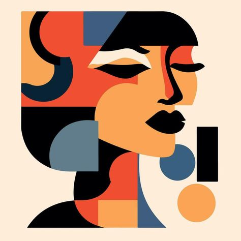 Woman face portrait abstraction wall art vector illustration design Woman Face Portrait, Kitty Face Paint, Book Layouts, Geometric Portrait, Art Vector Illustration, Face Graphic, Face Portrait, Portrait Design, Vector Portrait