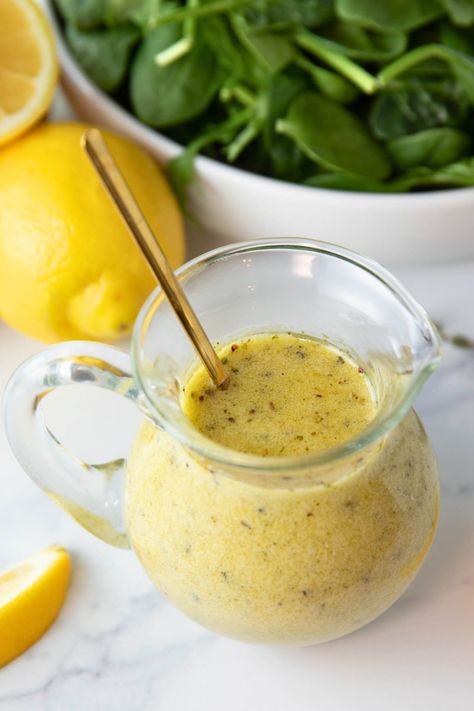 Simple Lemon Vinaigrette Dressing - CenterCutCook Healthy Lemon Dressing, Lemon Vinegarette Dressing Easy, Preserved Lemon Dressing, Creamy Lemon Vinaigrette Dressing, Lemon Oil Dressing, Lemon Ginger Dressing, Best Vinaigrette Dressing Recipe, Vingerete Dressing Recipes, Lemon Vinegarette Dressing