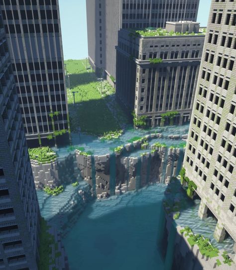 Abandoned City Minecraft, Minecraft Apocalypse City, Underwater Builds Minecraft, Minecraft Star Wars Builds, Minecraft Dam, Minecraft Apocalypse Build, Minecraft Abandoned, Minecraft Apocalypse, Minecraft Modern City