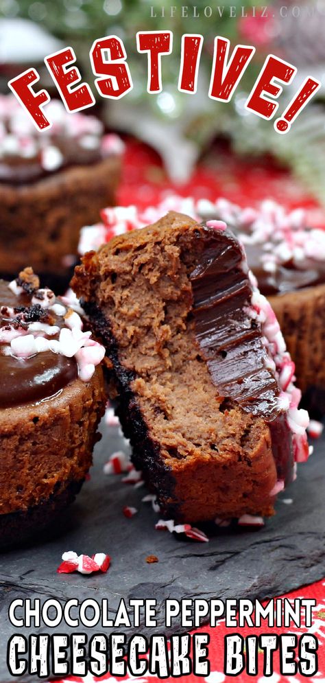 Chocolate Peppermint Cheesecake Bites By: Author Liz Lampman Posted on Published: December 16, 2021 - Last updated: May 5, 2022 0 Comments As an Amazon Associate I earn from qualifying purchases. 5 SHARES 5 JUMP TO RECIPE These chocolate peppermint cheesecake bites are perfect for holiday parties. They’re rich and creamy, with a crunch of peppermint candy. This holiday season, don’t rely on the same old desserts. Consider serving up some Chocolate Peppermint Cheesecake Bites! With their fes Peppermint Cheesecake Bites, Peppermint Mini Cheesecakes, Cookies And Cream Peppermint Cheesecake, Peppermint Cheesecake Oreo Brownies, No-bake Oreo Peppermint Cheesecake Bites, Chocolate Peppermint Cheesecake, Chocolate Cheesecake Bites, Peppermint Dessert, Peppermint Cheesecake