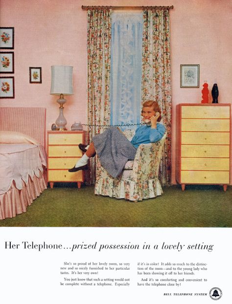 1950 Bedroom, 1940s Interior Design, 50s Bedroom, 50s Interior Design, 1950s Bedroom, 1950s Interior Design, 50s Interior, 1940s Interior, Vintage Inspired Room