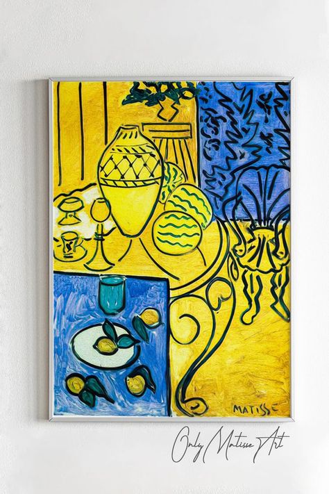 Matisse Interior, Poster Gallery Wall, Matisse Paintings, Matisse Poster, Matisse Print, Gallery Wall Decor, Matisse Art, Gallery Wall Art, Blue Painting