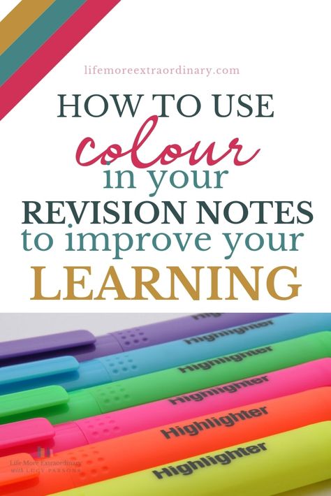 Using colour to make your revision notes can make learning and, more importantly, retaining the information easier. Here's how to do it... #studyskills #revisiontips High School Study Tips, Best Study Techniques, Tips For English, Revision Timetable, Revision Strategies, Academic Coach, Revision Techniques, Effective Studying, High School Study