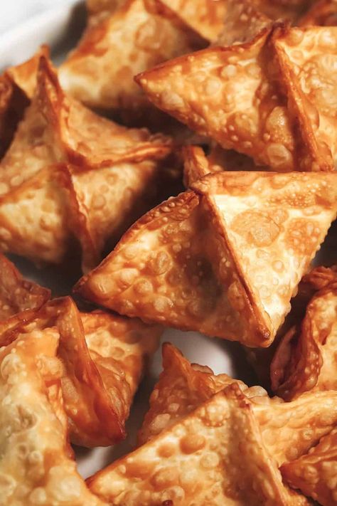 Crab Rangoon - Whisper of Yum Shrimp Rangoon Recipe, Shrimp Rangoon, Whisper Of Yum, Homemade Crab Rangoon, Best Oil For Frying, Rangoon Recipe, Crab Rangoon Recipe, Dungeness Crab, Crab Rangoon