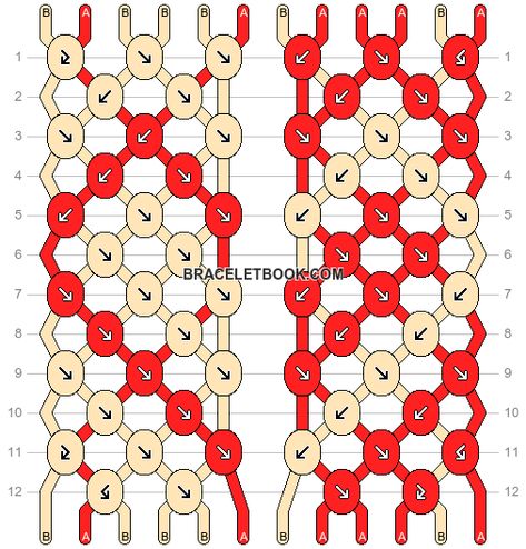 Normal pattern #169667 variation #360802 | BraceletBook One Piece Friendship Bracelet, Matching Bracelets Thread, Bracelet Patterns Thread, Three String Bracelet Patterns, Half Heart Friendship Bracelet Pattern, Christmas Friendship Bracelets Patterns, Bracelet Normal Patterns, Two Color Friendship Bracelet Pattern, Hello Kitty Friendship Bracelet Pattern