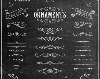 Chalkboard Clipart, Chalkboard Texture, Boho Clipart, Unique Wedding Stationery, Chalk Design, Adobe Illustrator Vector, Chalkboard Lettering, Ornament Drawing, Chalk Lettering