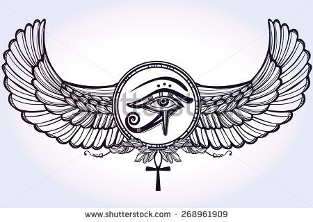 Egyptian Eye Tattoos, Horus Tattoo, Vintage Tattoo Art, God Tattoo, Egypt Tattoo, Wing Tattoo Designs, Tattoo Henna, God Tattoos, Theme Tattoo