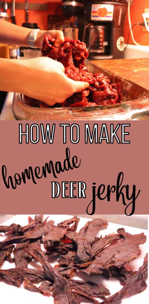 Jerky Marinade Recipes, Jerky Recipes Dehydrator, Deer Jerky Recipe, Venison Jerky Recipe, Jerkey Recipes, Deer Jerky, Jerky Marinade, Venison Jerky, Homemade Jerky