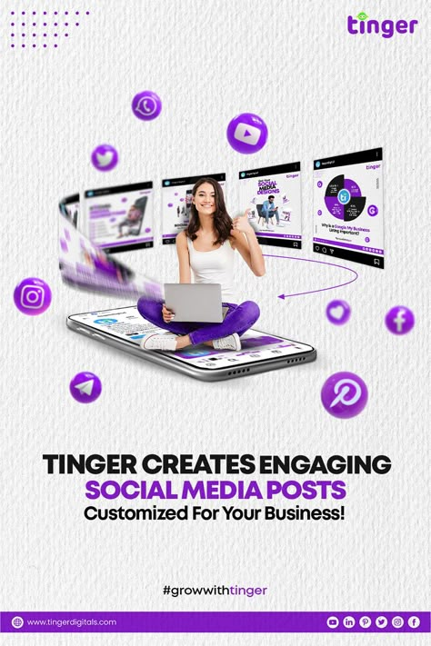 Tinger Creates Engaging  Social Media Posts Customized For Your Business!  #socialmedia #marketing #socialmediamarketing #digitalmarketing #instagram #branding #business #marketingdigital #seo #design Welcome Post Facebook Page Ideas, Corporate Birthday Post, Banner Ads Design Inspiration, Tinger Digital, Digital Marketing Banner, Social Media Engagement Posts, Engaging Social Media Posts, Logistics Design, Seo Design