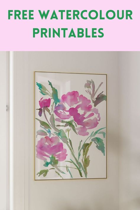 Free Floral Printables, Free Watercolor Printable, Free Art Printables, Loose Florals, Watercolour Wall Art, Watercolour Florals, Watercolour Wall, Being An Artist, Painted Florals