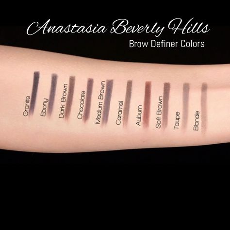 Anastasia Beverly Hills Brow definer swatches Anastasia Brow Wiz, Anastasia Soare, Anastasia Beverly Hills Brow, Anastasia Brow, Cake Face, Brow Definer, Dark Chocolate Brown, The Wiz, Anastasia Beverly Hills