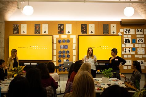 Two women standing in front two screens for an IDEO designing for impac Interactive Presentation, Workshop Design, Presentation Design, Event Design, Presentation, Design Inspiration, Quick Saves, Design