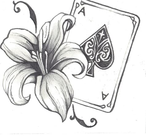 ace Ace Of Spades Tattoo, Spade Tattoo, Ace Tattoo, Lilies Drawing, Card Tattoo Designs, Prison Art, Skull And Roses, Ace Card, Detailed Tattoo