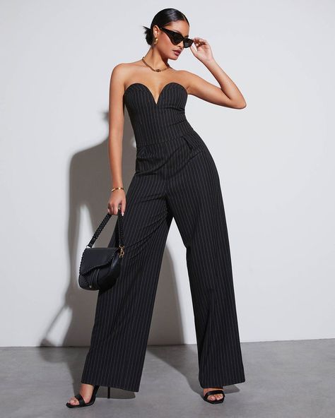 VICI is your go-to fashion brand and style concierge with on-trend, quality pieces at an affordable price. Explore your style with 20% off your first order! Pinstripe Jumpsuit, Plaid Jumpsuit, Western Wear Dresses, Notched Neckline, Business Pants, Favorite Handbags, Jumpsuit Outfit, Weekend Plans, Dresses By Length