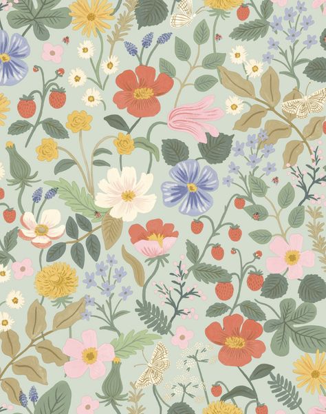 Cotton And Steel Fabric, Strawberry Fields Wallpaper, Floral Pottery, Fluttering Butterfly, Farmhouse Apartment, Anna Bond, Tech Organization, Field Wallpaper, Mint Wallpaper