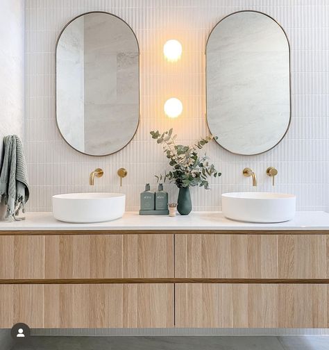 Double Vanity Mirrors, Double Vanity Mirror Ideas, Pill Mirror, Mirrors For Bathroom, Main Bathroom Ideas, Sphere Design, Master Ensuite, The Last 10 Years, Vanity Mirrors