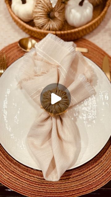 How To Decorate Napkins, Thanksgiving Napkin Folds With Ring, Fall Napkin Rings Diy Ideas, How To Fold Table Napkins With Ring, Napkin Fold With Ring, Folded Napkin Ideas, How To Fold A Napkin With A Ring, Folding Napkins With Rings, Napkin Folding With Ring