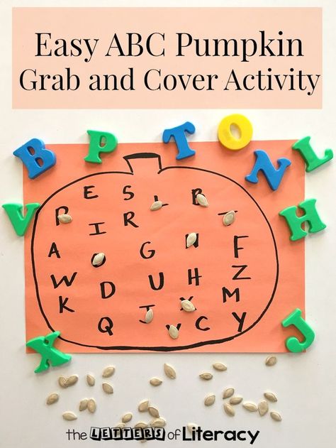 Easy ABC Pumpkin Grab and Cover Activity-Fall alphabet activity for preschool and kindergarten Fall Language Activities, Fall Alphabet Activities, Pumpkin Literacy, Pumpkin Alphabet, Pumpkin Activities Preschool, Pumpkins Preschool, Prek Literacy, Literacy Activities Preschool, Activity For Preschool