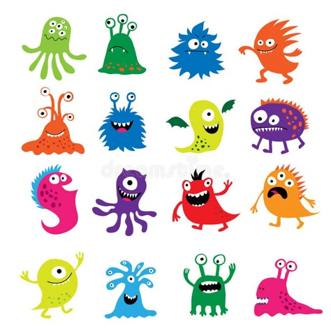 Seth bright funny cute monsters and aliens stock illustration Cute Monster Illustration, Monster Quilt, Monster Pictures, Monster Drawing, Ra Ideas, Funny Monsters, Baby Pic, Lilo Y Stitch, Cute Alien