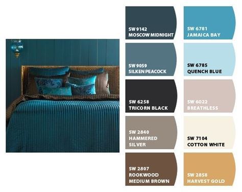 Silken Peacock, Really Teal, Boho Paint Colors, Tantalizing Teal, Vintage Vessel, Anew Gray, Color Consultant, Georgian Revival, Blue Baubles