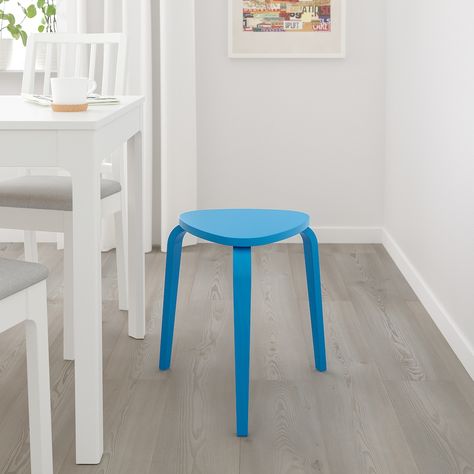 KYRRE blue, Stool - IKEA Ikea Kyrre, Kyrre Stool, Stool Ikea, Ikea Stool, Hanging Chair From Ceiling, Arm Chair Styles, Stool Covers, Inexpensive Furniture, Bent Wood