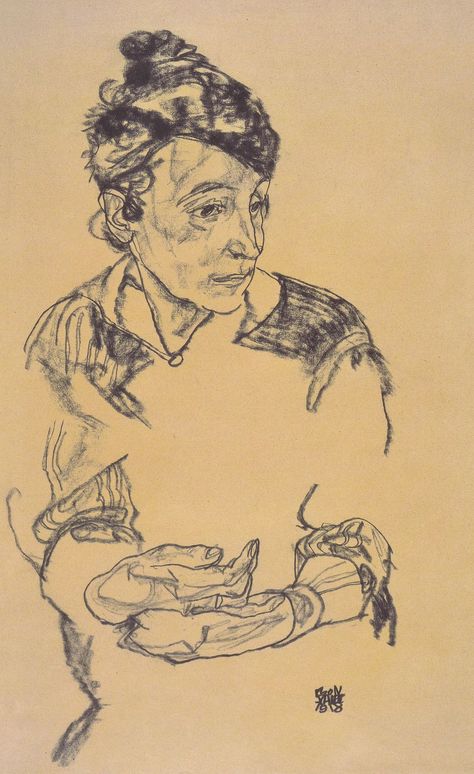 Female portraits by Egon Schiele - Wikimedia Commons Egon Schiele Portrait, Egon Schiele Drawings, Dancing Drawings, Expressionist Artists, Egon Schiele, Portrait Of A Woman, Expressionist Art, Figurative Artwork, Collaborative Art