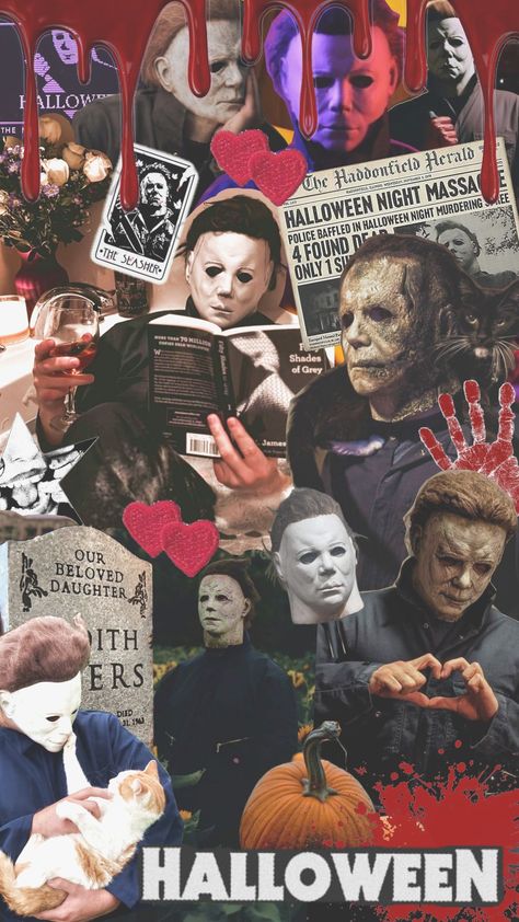 #michaelmyers #halloween #halloweenmoodboard #halloweencostume #halloweencollage #wallpaper #octobervibes #horror #movies Michael Myers Collage, Horror Movies Wallpaper, Horror Movie Collage, Horror Movie Wallpaper, Movies Wallpaper, Movie Collage, Pretty Wallpaper Ipad, Wallpaper Ipad, Collage Background