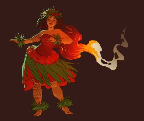 A benefit festival on the Big Island asked to use some of my old Pele art for their flyer, so I took the evening to draw ‘em a new one!  My Pele-drawing skills have come… a lo... Claire Hummel, Disney Doodles, Beautiful Hawaii, Inspiration Journal, Concept Sketches, Polynesian Art, Anime Illustration, Hawaiian Art, Mythology Art