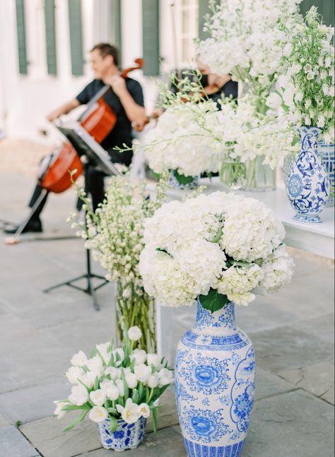 Ginger Jar 
Ginger Jar Wedding Decore 
Chinoiserie 
Wedding Florals Ginger Jar Wedding, Firefly Forest, Hydrangea Dress, Chinoiserie Wedding, Blue White Weddings, Cocktail Hour Wedding, White Ginger Jars, Yacht Club Wedding, Color Dust